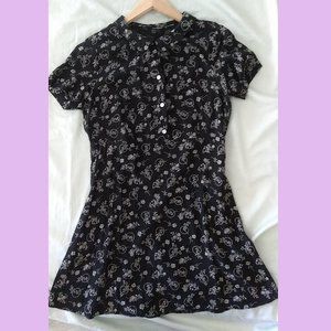 Black Dress White Floral Print